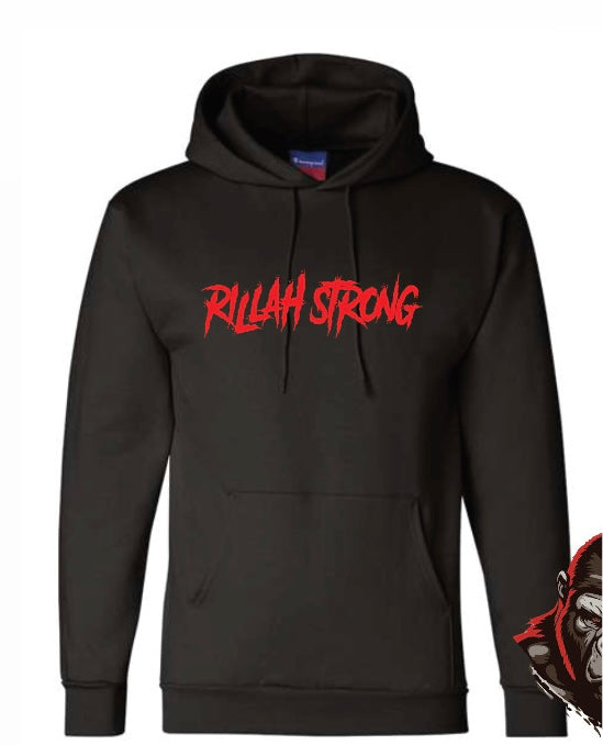 Red on Black Aggressive Rillah Champion Hoodie