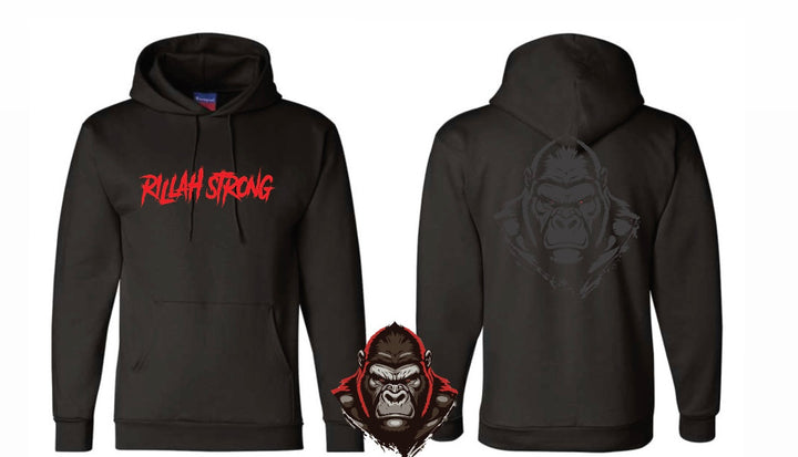 Red on Black Aggressive Rillah Champion Hoodie